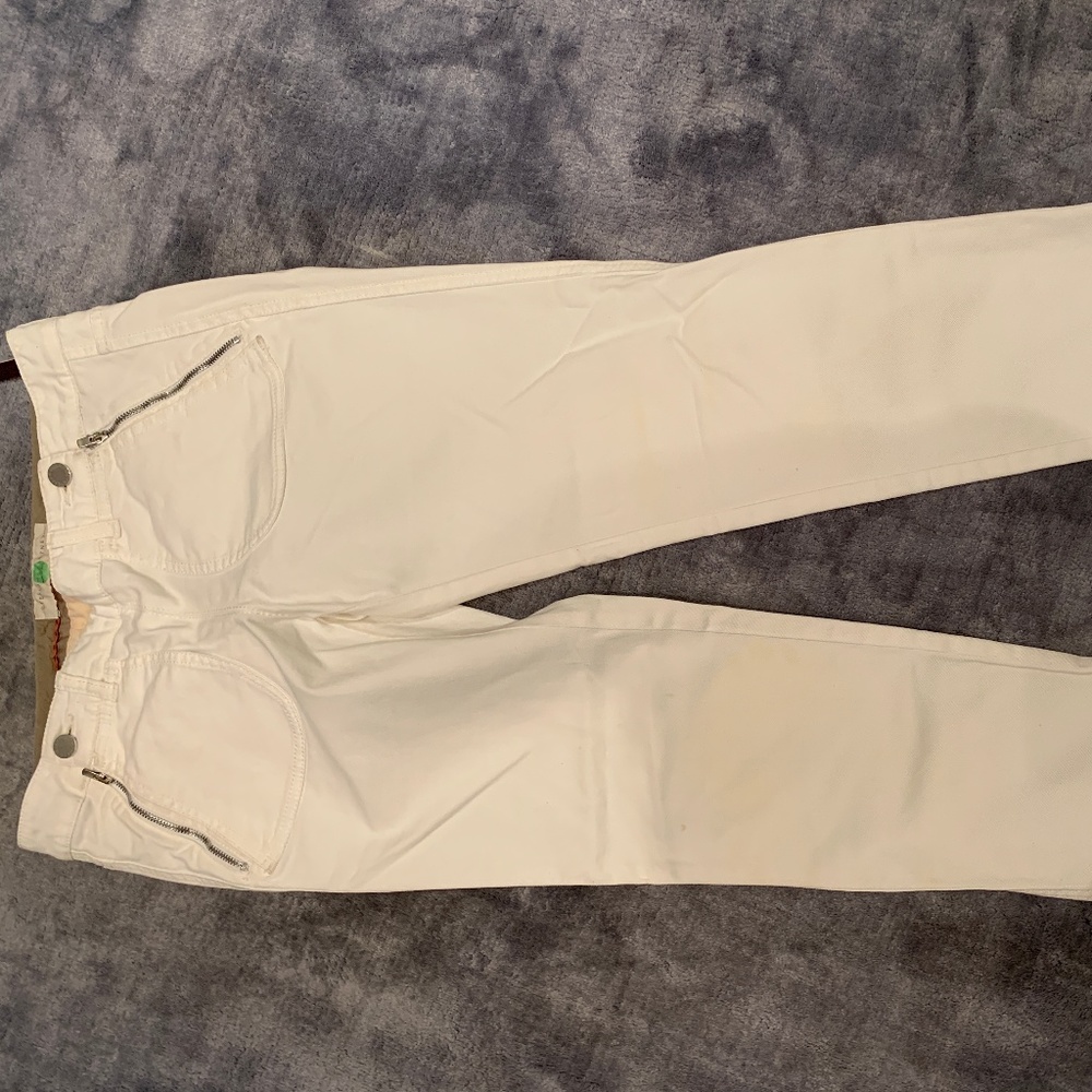 Off White Jeans with Side Zippers